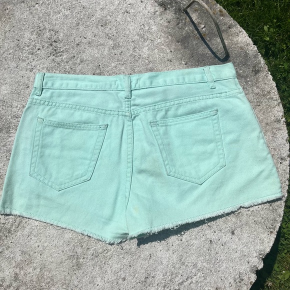 Mint Green Cutoff Shorts - Picture 5 of 7